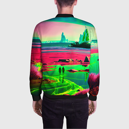 Мужской бомбер Кислотный мир / 3D-Черный – фото 4