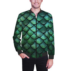 Бомбер мужской Чешуя зелёного дракона, цвет: 3D-черный — фото 2