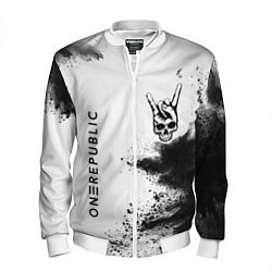 Бомбер мужской OneRepublic и рок символ на светлом фоне, цвет: 3D-белый
