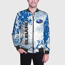 Бомбер мужской Subaru blue logo, цвет: 3D-черный — фото 2