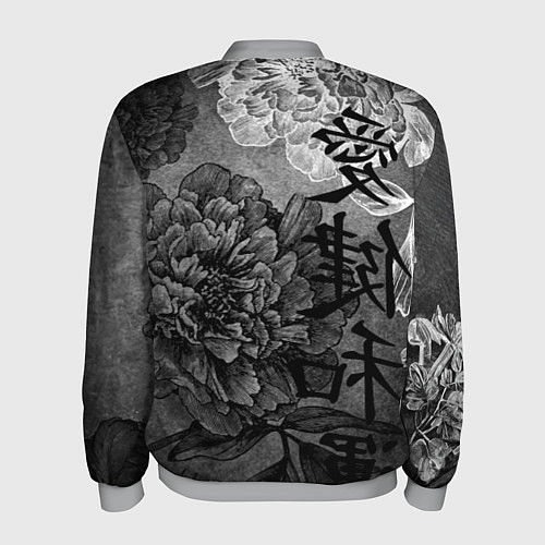 Мужской бомбер Flowers - japanese art / 3D-Меланж – фото 2