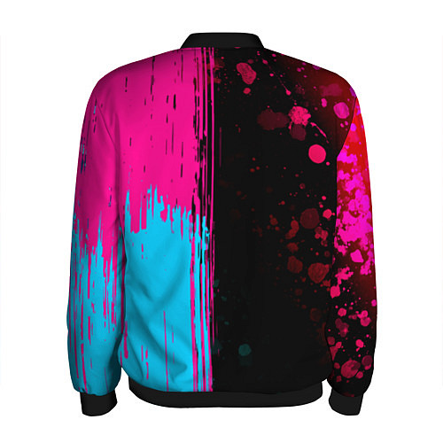 Мужской бомбер Paramore - neon gradient: по-вертикали / 3D-Черный – фото 2