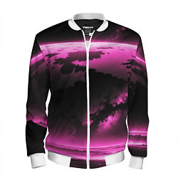 Бомбер мужской Сай фай пейзаж в черно розовых тонах, цвет: 3D-белый