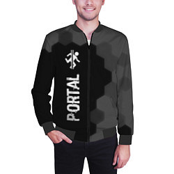 Бомбер мужской Portal glitch на темном фоне: по-вертикали, цвет: 3D-черный — фото 2