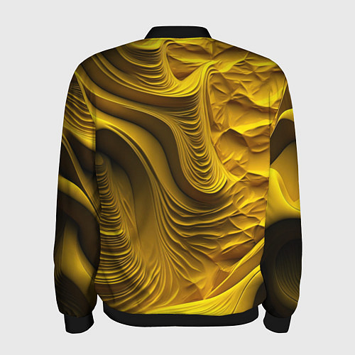 Мужской бомбер Объемная желтая текстура / 3D-Черный – фото 2