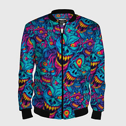 Мужской бомбер Неоновые монстры - graffiti art style pattern