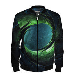 Бомбер мужской Объемная зеленая абстракция, цвет: 3D-черный