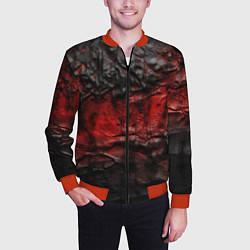 Бомбер мужской Объемная красная черная текстура, цвет: 3D-красный — фото 2