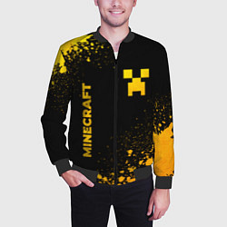 Бомбер мужской Minecraft - gold gradient: надпись, символ, цвет: 3D-черный — фото 2