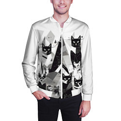 Бомбер мужской Абстрактные коты, цвет: 3D-белый — фото 2