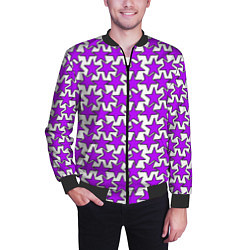 Бомбер мужской Ретро звёзды фиолетовые, цвет: 3D-черный — фото 2