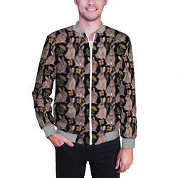 Бомбер мужской Зайцы и пижма, цвет: 3D-меланж — фото 2