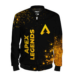 Бомбер мужской Apex Legends - gold gradient: надпись, символ, цвет: 3D-черный