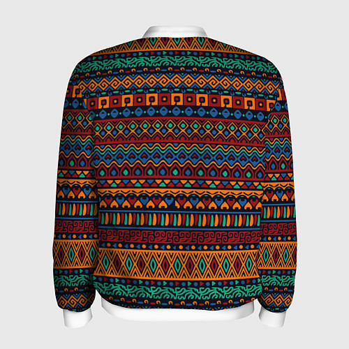 Мужской бомбер Этнические узоры полосы / 3D-Белый – фото 2
