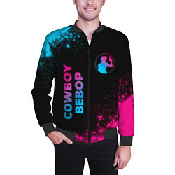 Бомбер мужской Cowboy Bebop - neon gradient: надпись, символ, цвет: 3D-черный — фото 2