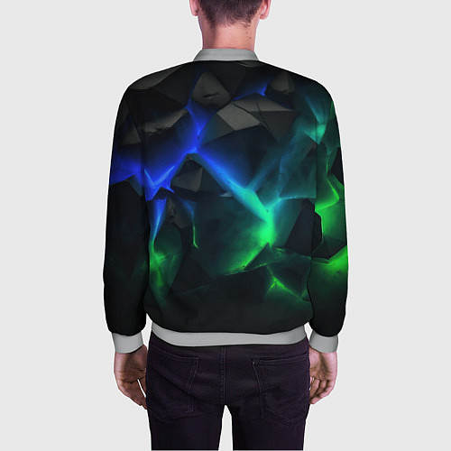 Мужской бомбер Разлом синих и зеленых плит / 3D-Меланж – фото 4