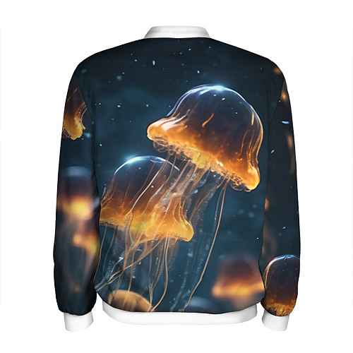 Мужской бомбер Люминисцентные медузы / 3D-Белый – фото 2