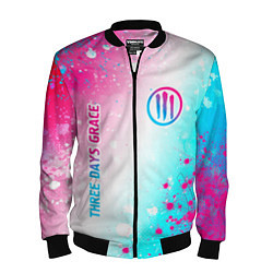 Мужской бомбер Three Days Grace neon gradient style: надпись, сим