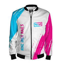 Мужской бомбер Nine Inch Nails neon gradient style: надпись, симв