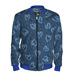 Бомбер мужской Hearts on denim, цвет: 3D-синий