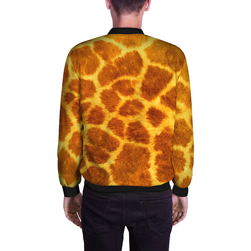Мужской бомбер Шкура жирафа - текстура / 3D-Черный – фото 4