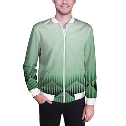 Бомбер мужской Зеленый градиент с ромбами, цвет: 3D-белый — фото 2