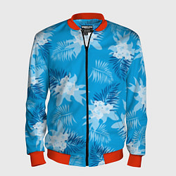 Бомбер мужской Синие цветы - Vice city - new ver, цвет: 3D-красный