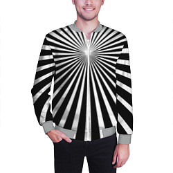 Бомбер мужской Черно-белая полосатая иллюзия, цвет: 3D-меланж — фото 2