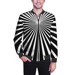 Бомбер мужской Черно-белая полосатая иллюзия, цвет: 3D-черный — фото 2