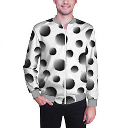 Бомбер мужской Черные полосатые шары на белом, цвет: 3D-меланж — фото 2