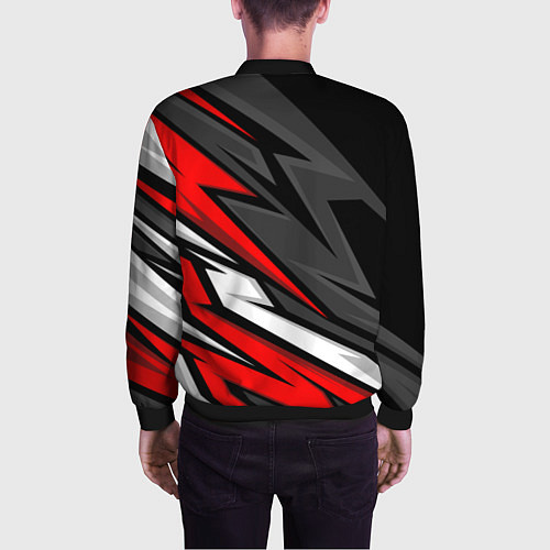Мужской бомбер Kawasaki - red uniform / 3D-Черный – фото 4