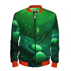 Бомбер мужской Зеленые выпуклые шары текстура, цвет: 3D-красный