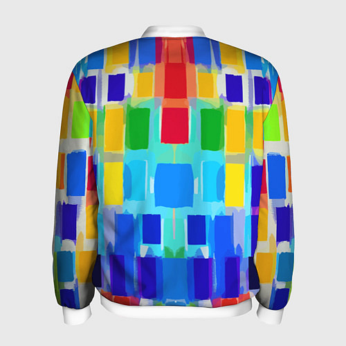 Мужской бомбер Colorful strips - pop art - vogue / 3D-Белый – фото 2