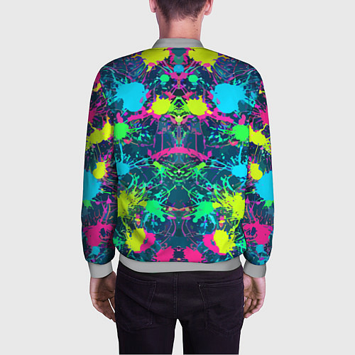 Мужской бомбер Colorful blots - expressionism - vogue / 3D-Меланж – фото 4