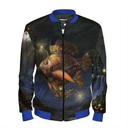 Бомбер мужской Рыба-дирижабль в ночи, цвет: 3D-синий