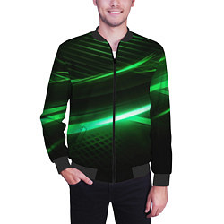 Бомбер мужской Зеленый неоновый свет, цвет: 3D-черный — фото 2