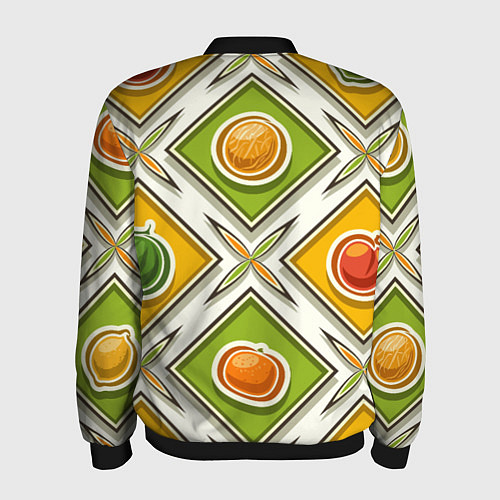 Мужской бомбер Fruits and berries pattern / 3D-Черный – фото 2
