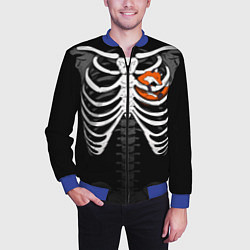 Бомбер мужской Скелет: ребра с лисой, цвет: 3D-синий — фото 2