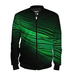 Бомбер мужской Green neon lines, цвет: 3D-черный