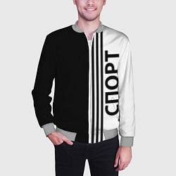 Бомбер мужской Спорт три полоски, цвет: 3D-меланж — фото 2
