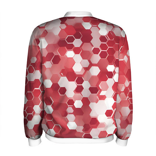 Мужской бомбер Кибер Hexagon Красный / 3D-Белый – фото 2
