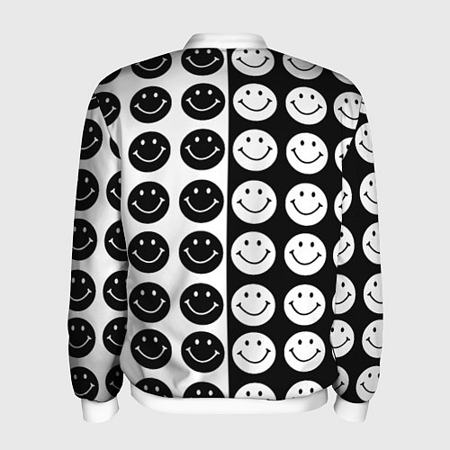 Мужской бомбер Smiley black and white / 3D-Белый – фото 2