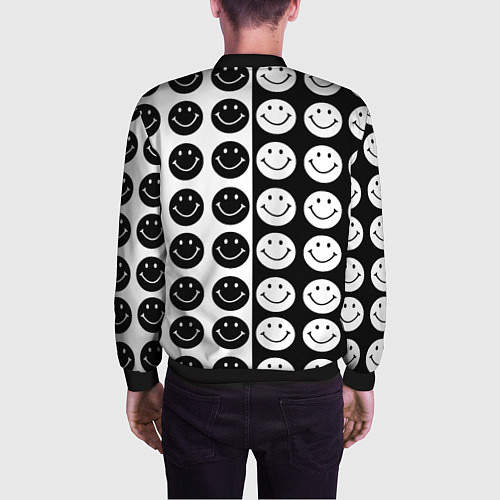 Мужской бомбер Smiley black and white / 3D-Черный – фото 4