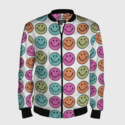 Бомбер мужской Smiley face, цвет: 3D-черный