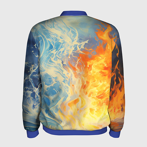 Мужской бомбер Вода и пламя абстракция / 3D-Синий – фото 2