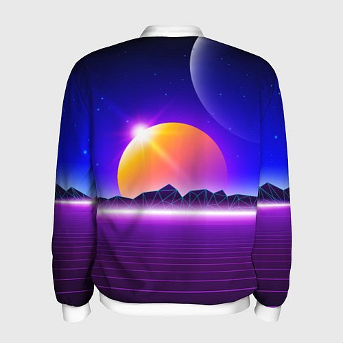 Мужской бомбер Mountains - sun - space - vaporwave / 3D-Белый – фото 2