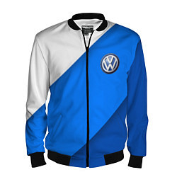 Бомбер мужской Volkswagen - голубые линии, цвет: 3D-черный