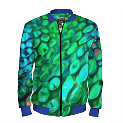 Бомбер мужской Объемная зеленая текстура в виде чешуи, цвет: 3D-синий