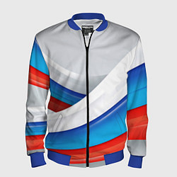Бомбер мужской Российские флаги, цвет: 3D-синий