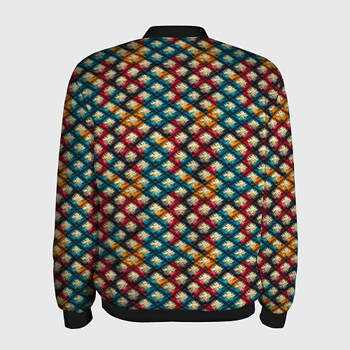 Мужской бомбер Вязанная цветная текстура / 3D-Черный – фото 2